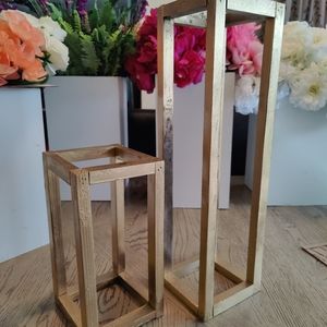 10 inch Wood centerpieces Gold